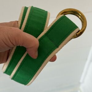 Vintage 70’s Yachtwear Research YRI Canvas Ribbon Belt Size S Unisex Green Cream
